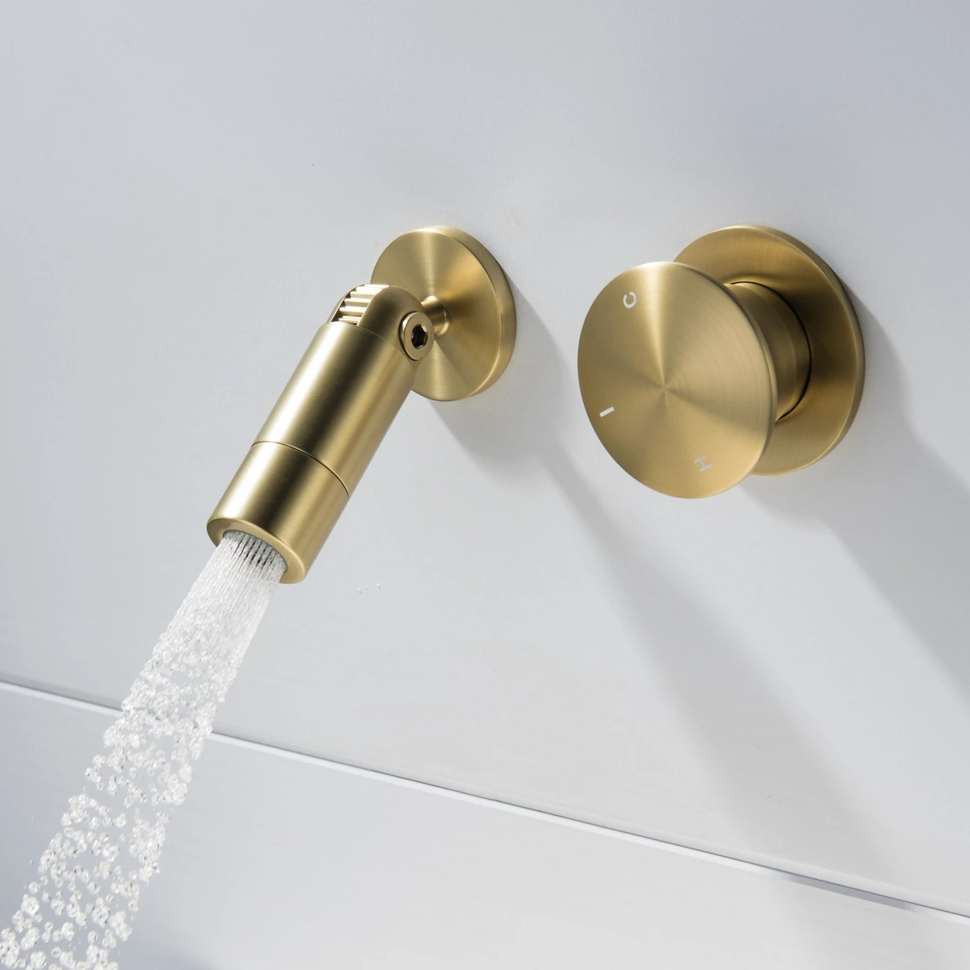 Gunmetal Brass Wall Mounted Basin Faucet with Rotating Spout Hot Cold Water Mixer Tap