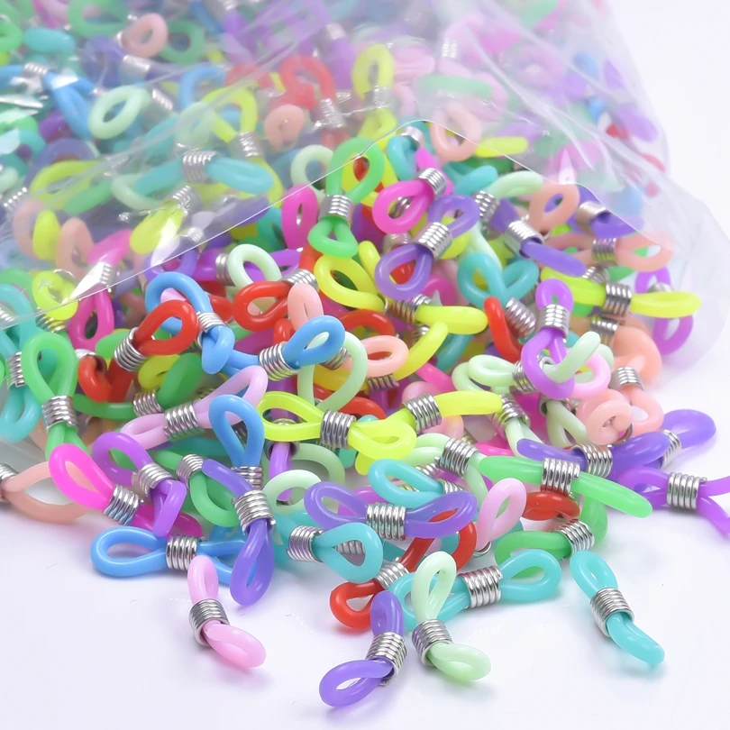 50/100pcs/Lot Wholesale Rainbow Accessories Rubber DIY Glasses Anti-Skid Chains Masks Hanging Ropes Metal Spring Materials Items