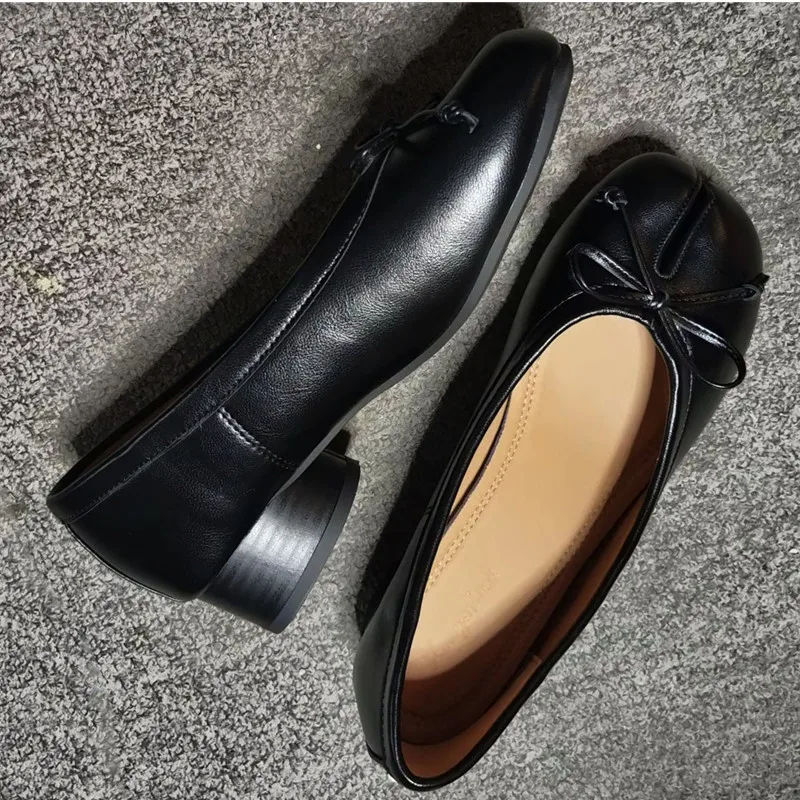 Fashion Pleated Designer Split Toe Women Pumps Comfort Soft Leather 3.5cm Low Heeled Ballet Ballerina Casual Tabi Loafers Shoes