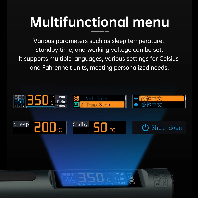 محطة عمل اللحام ALIENTEK T90: أداة لحام رقمية تتضمن شاحن وكابل بيانات، مع خمسة أطراف لحام T245 #2