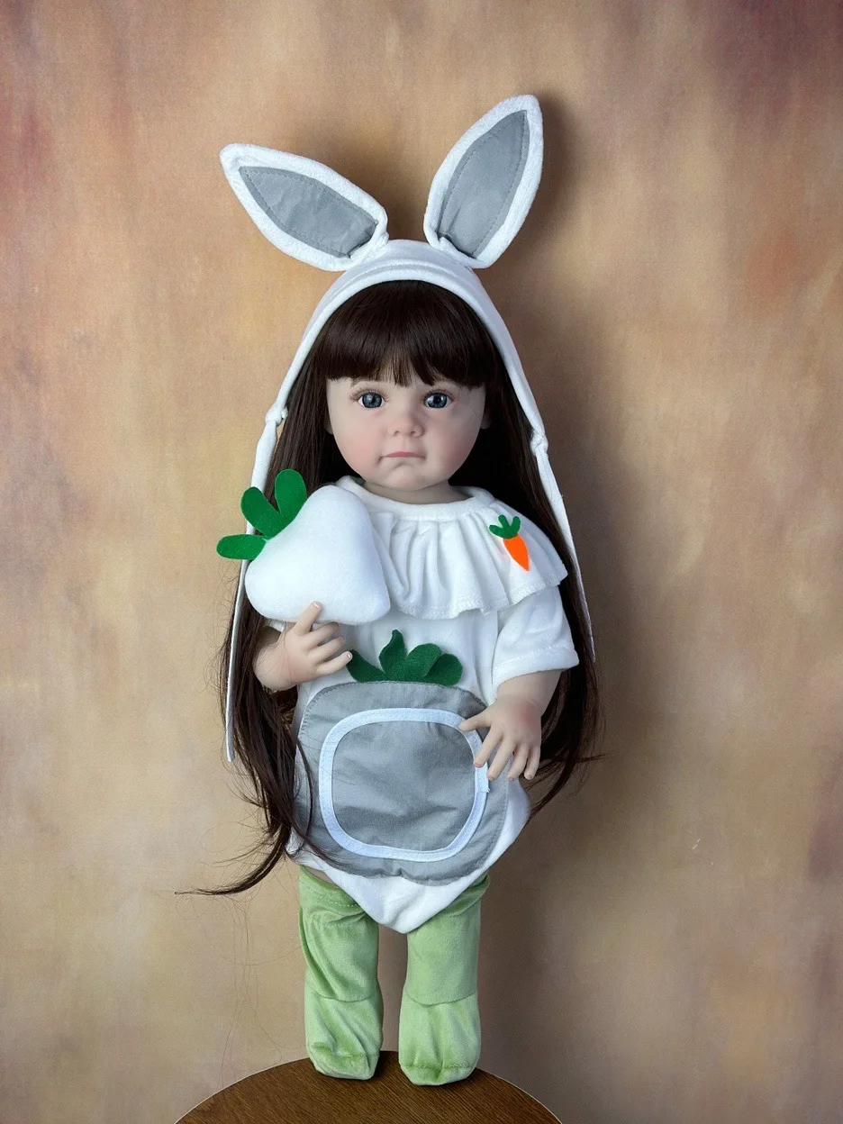 

Fashion 55cm Reborn Baby Girl Doll Lifelike Princess Full Silicone Vinyl Doll Baby Decoration Halloween Christmas Gifts Toy Kids