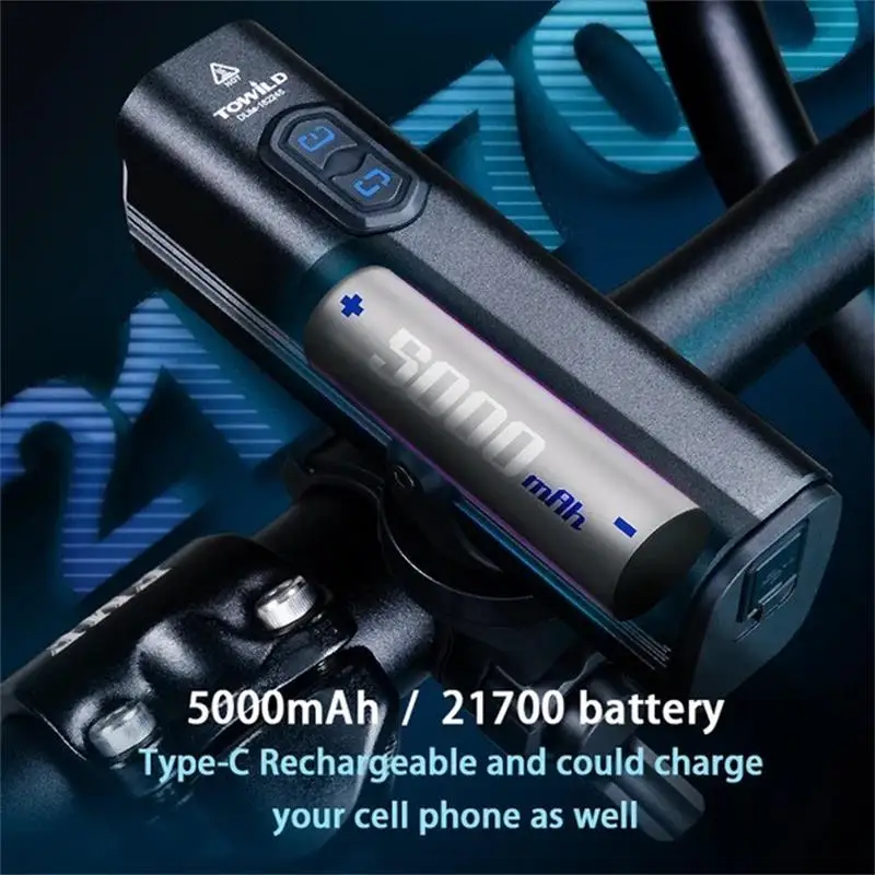 TOWILD DLite 1800 Near and far light Smart Bike light Remote Control 5000mAh battery Type-C rechargeable Road MTB Bike Light