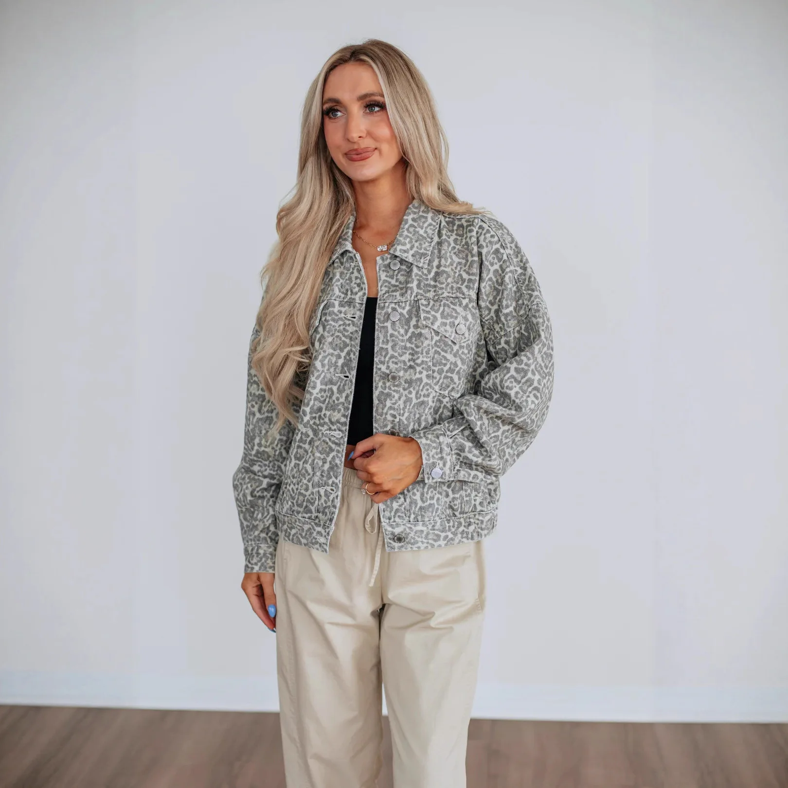 Modische, vielseitige, lockere, gewaschene, bedruckte Jeansjacke für Damen 89211