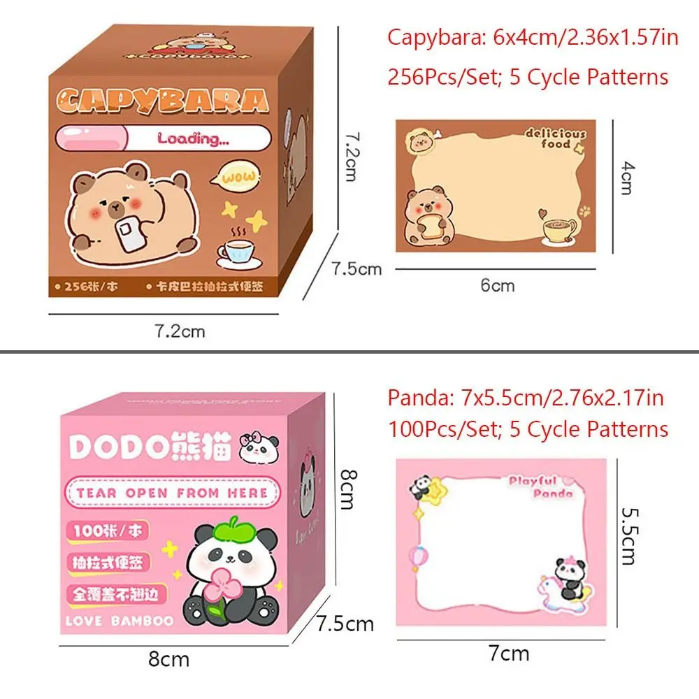 Portable Capybara/Panda Sticky Note Pull-out Design Stationery Memo Pad Multifunctional DIY Scrapbook Sticker School/Office