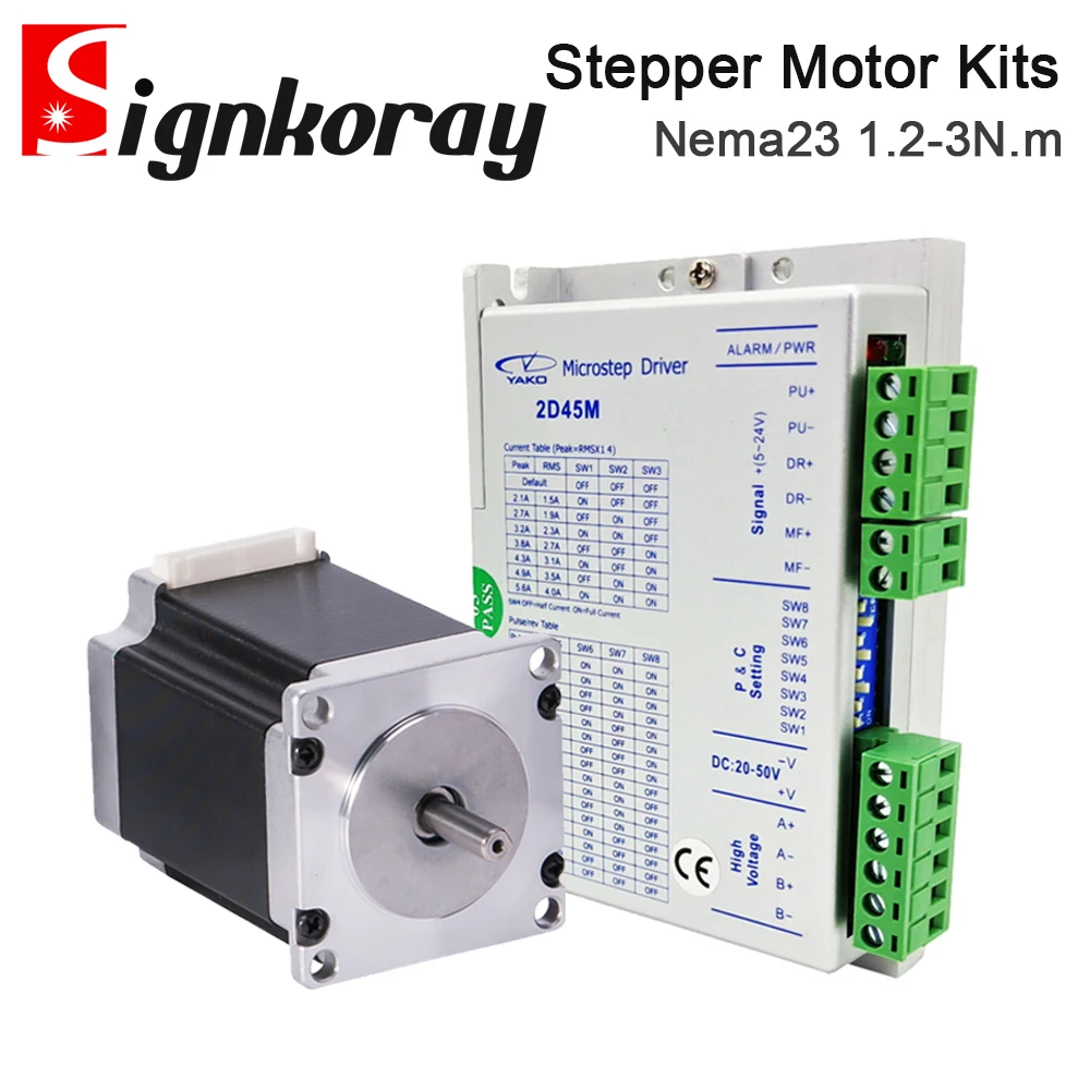 

SignkoRay Nema23 2Phase Hybrid Stepper Motor YK57HB56 / YK57HB76 / YK57HB80 1.2N.m 2N.m 2.2N.m and Stepper Driver 2D45M