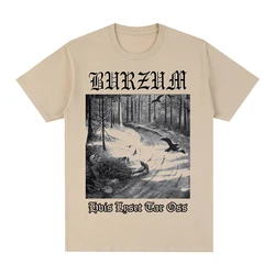 Burzum hvis lysetタールossクールoネックtシャツの綿の男性tシャツ新ティーtシャツレディーストップス