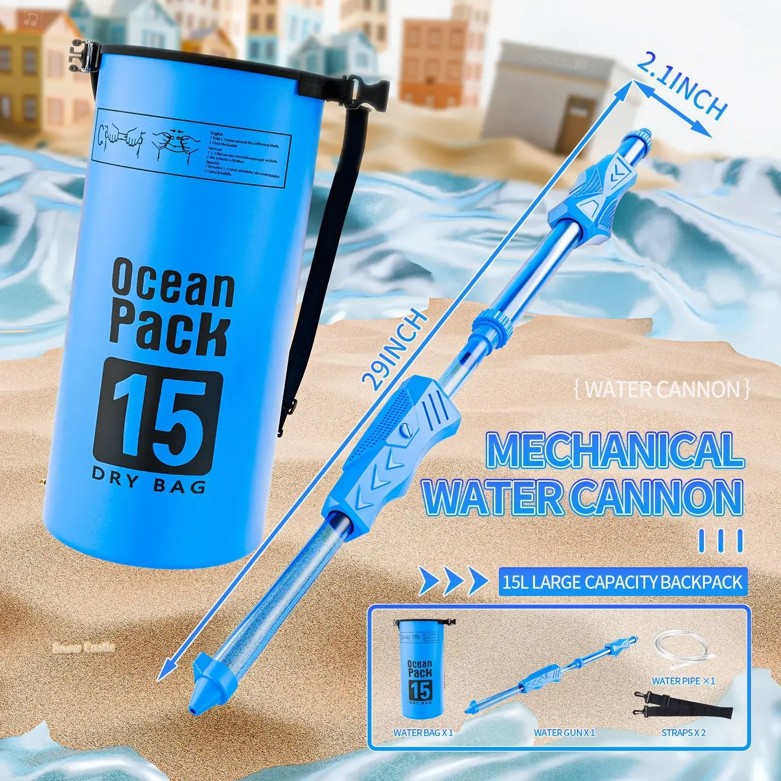 

Massive 15L Backpack Water Gun! 15M Powerful Spray Blaster for Summer Fun - Cool Down & Soak Everyone! (Boys/Kids/Adults)