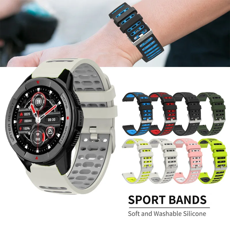 Silicone Strap For Mibro GS pro / active / Lite2 Mibro X1-A2-A1-C2-C3-T1-T2 Breathable Comfort Bracelet 18mm 20mm 22mm Band