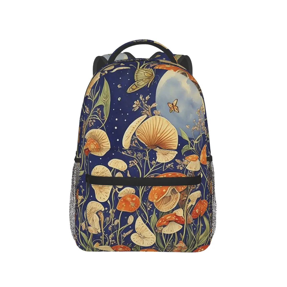 

Mushroom And Snail Butterfly In The Moonlight Backpack Hot Sale Daypack Large Capacity Kids BookBag School Bag Shoulder Bags