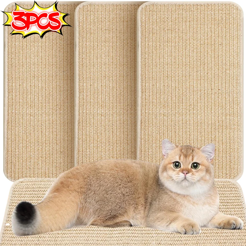 3/1PCS Natural Sisal Cat Scratcher Mat Cat Scratch Mats Cat Floor Scratching Pad Rug Protection Couch and Carpets Dog Supplies