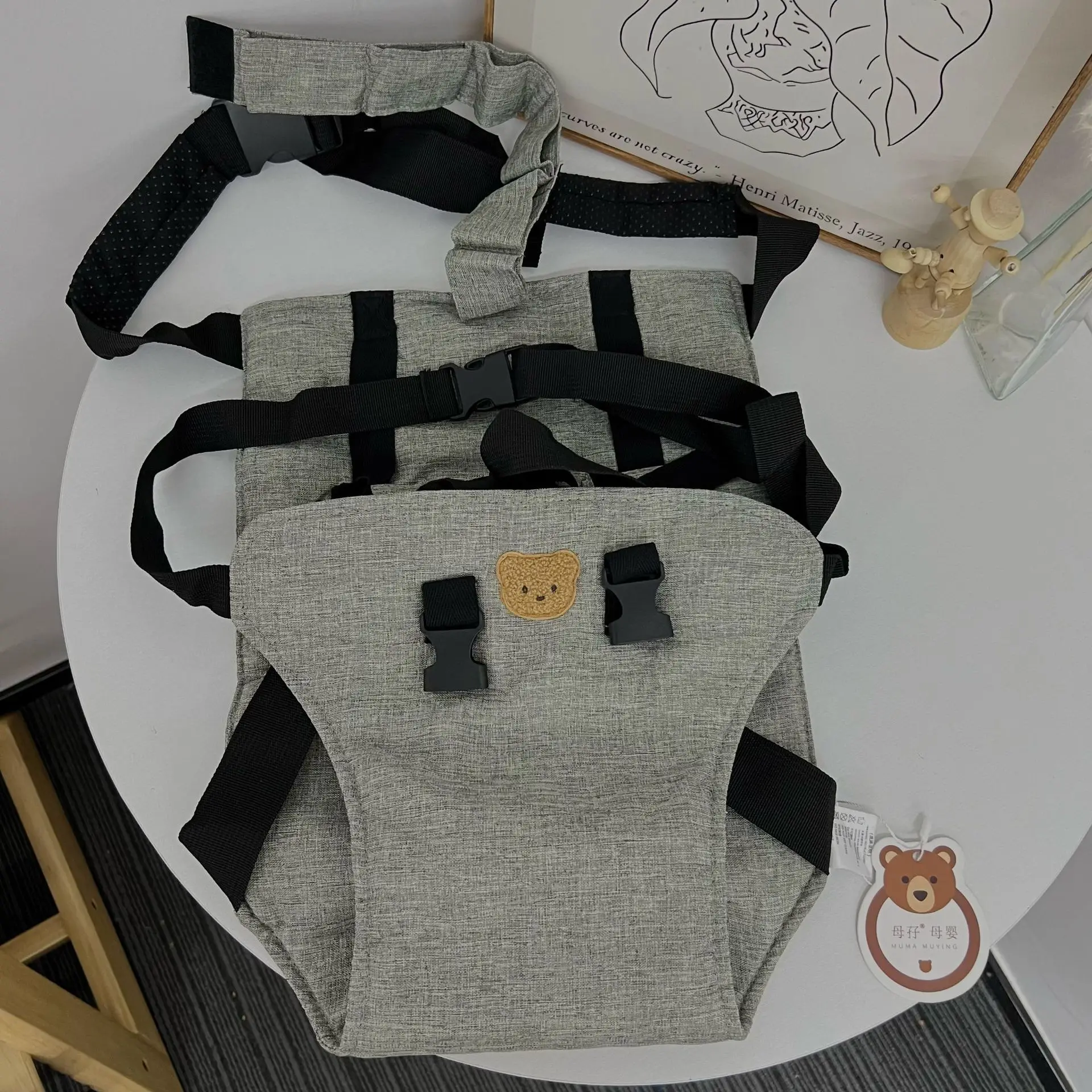 Krzesełko do karmienia dla dzieci, pas bezpieczeństwa, uniwersalne pięciopunktowe przenośne siedzisko dla dzieci, stałe z pasem zabezpieczającym dla niemowląt