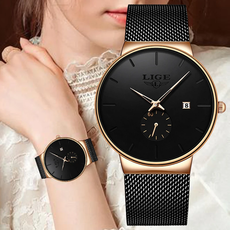 

Reloj LIGE 2025 деловые женские часы, водонепроницаемые кварцевые наручные часы, простой календарь, женские часы, роскошные TOP relogio feminino + коробка