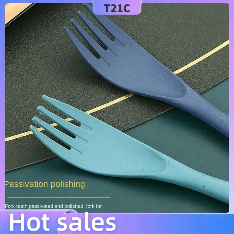 

T21C 24 Sets Wheat Straw Cutlery, Reusable Portable Travel Utensil Set With Case, Spoon Knife Fork