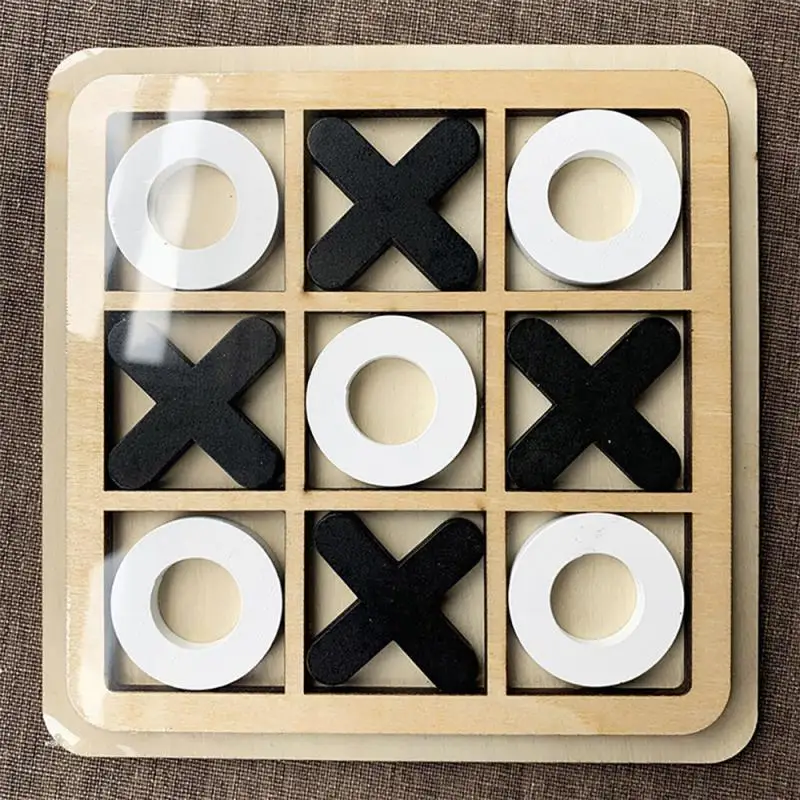 1PCS Wooden Tic TAC Toe Board Game Leisure Intelligent Family Games Funny Table Game Parent-Child Xoxo Chess Ox Chess