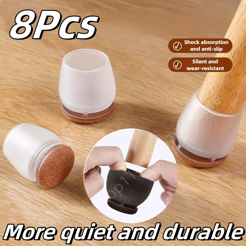 

8Pcs Chair Foot Cover Floor Protectors 15° Slanted Foot Thicken Silicone Anti-slip Silent Furniture Legs Pads Home Decor