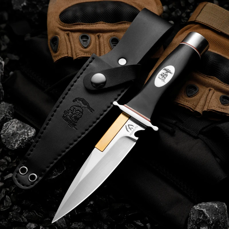 HUANGFU 5CR13MOV Alloy Steel Military Tactical Knife Outdoor Wildlife Blade Sharp Fixed Blade Hunting Knife Collection Gift