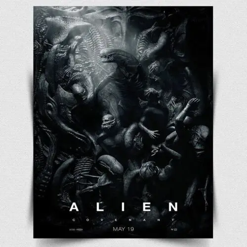 Letrero Metálico Alien: Covenant, Placa Decorativa Retro de Película, Póster Impreso para Decoración de Cuarto de Hombre, Aluminio