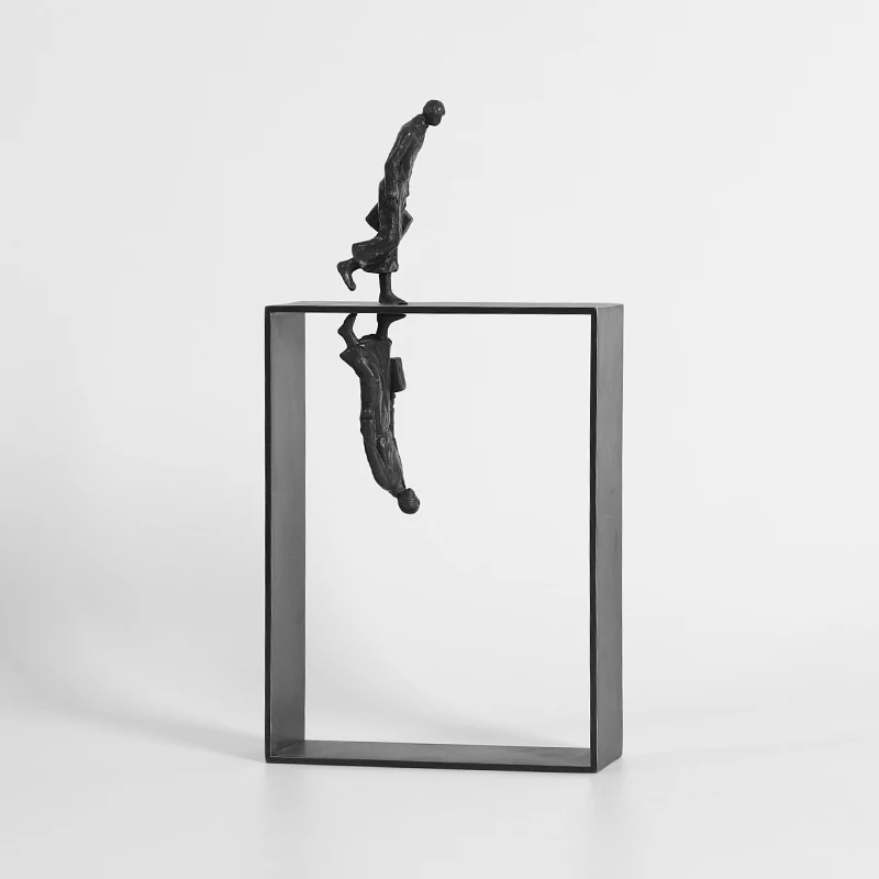 

Black Minimalist Metal Character Ornaments Abstract Reflection Statue Figurines Desktop Home Decor Crafts Sculpture Miniatures