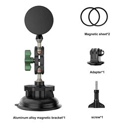 Magnet Suction Cup Car Phone Holder 360 Rotation Ballhead Magnetic Mount for Gopro Hero 11 10 9 Magsafe Phone Holder