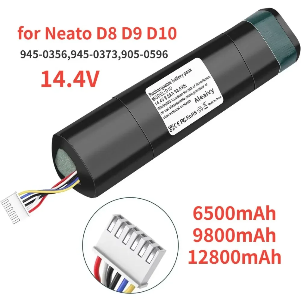 

6500mAh Replacement for Neato Battery Neato D8 D9 D10 945-0356,945-0373,905-0596 Robotic Vacuum Cleaners Li-Ion 14.4V Battery