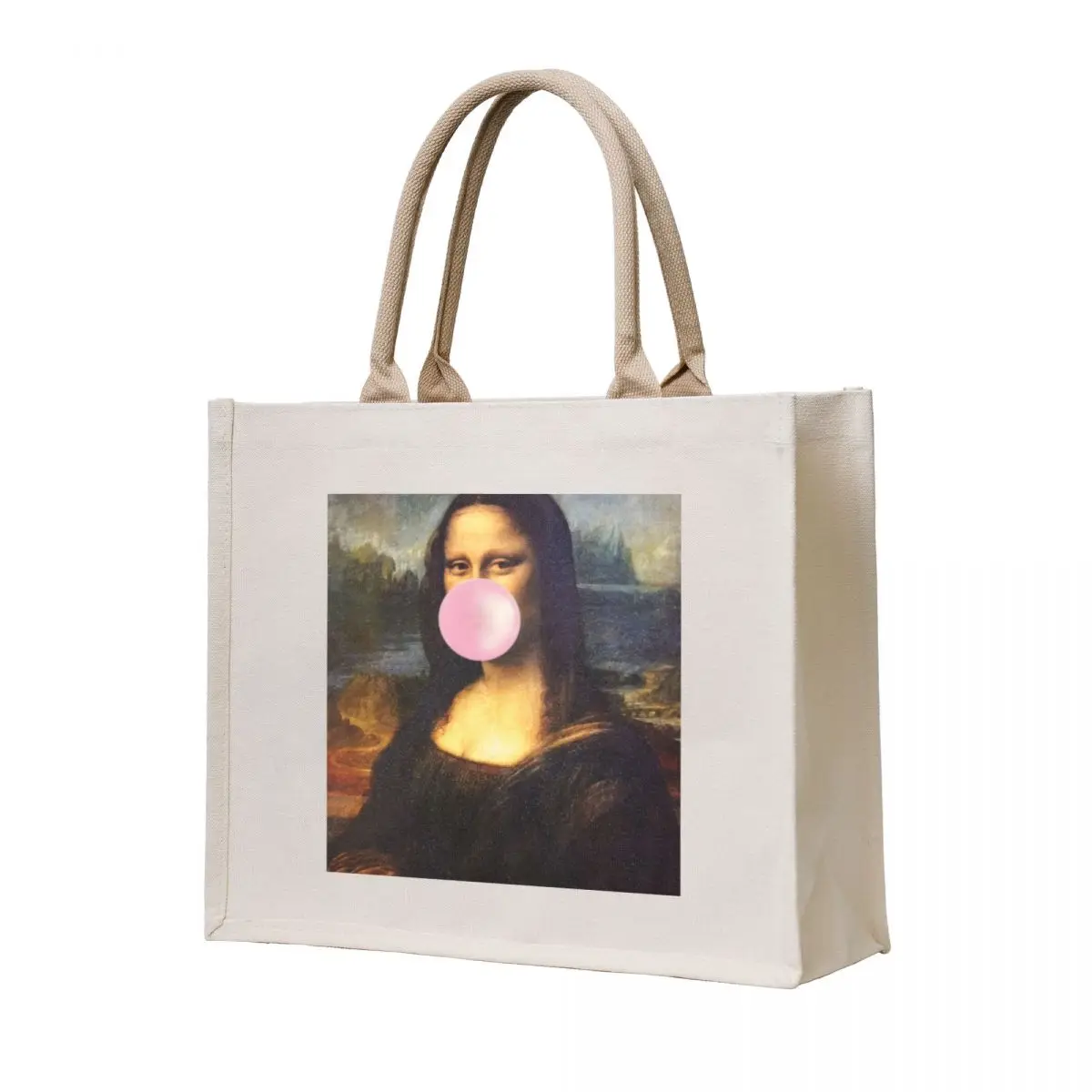 

Mona Lisa Blowing Bubblegum Tote Bag hand bag shopping cart bags tote bag screen bags for women