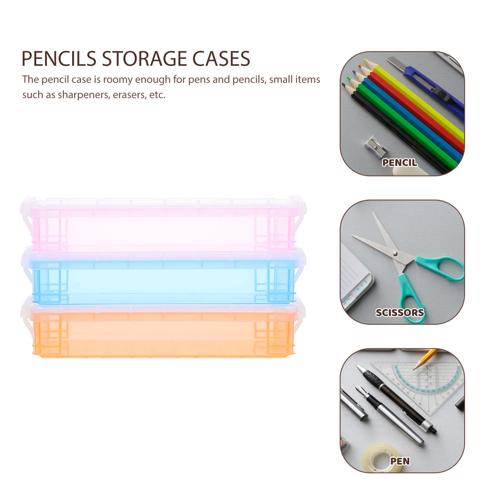 

Pencil Case School Students Holder Boxes for Kids Plastic Transparent Container Small Storage