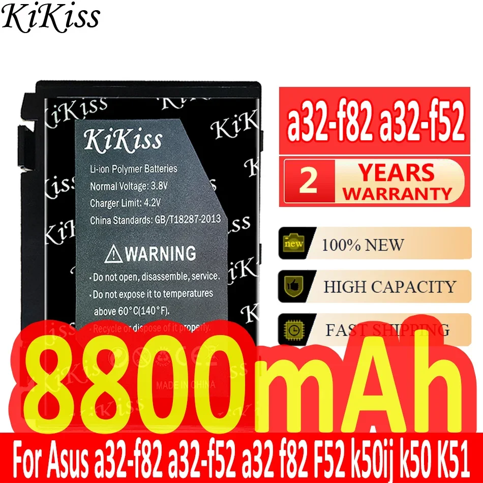Kikiss-bateria Poderosa para Asus Bateria para A32-f82 A32-f52 A32 F82 F52 K50ij K50 K51 K50ab K40in K50id K40 K50in K61 K70 8800mah