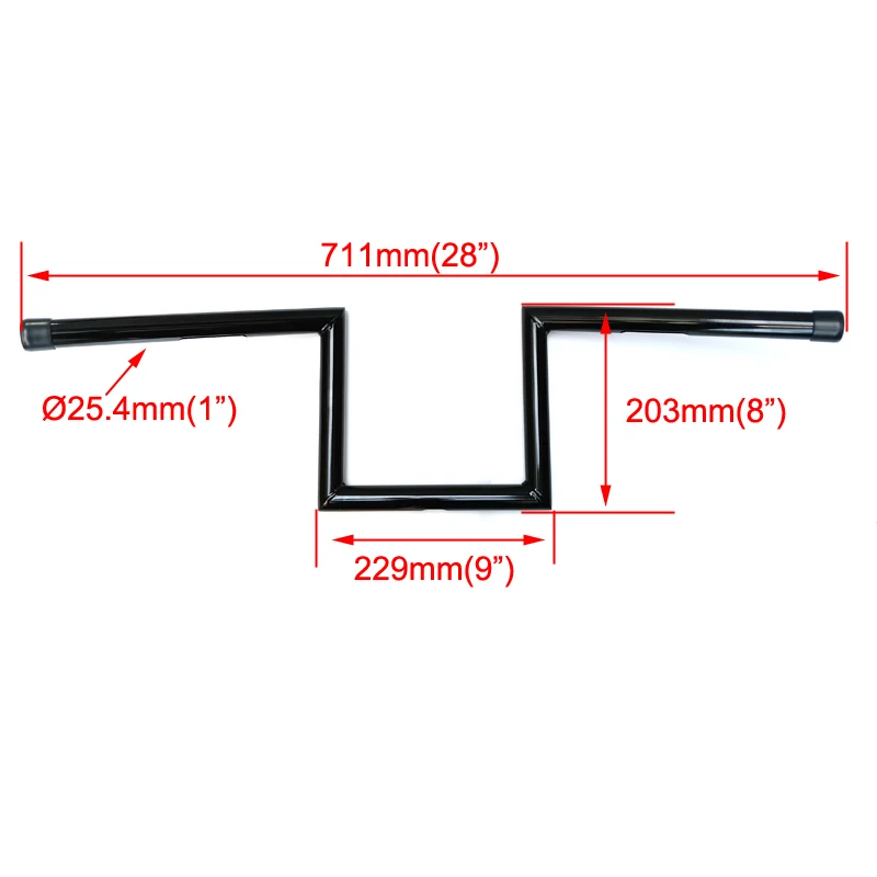 3 holes 1\'\' Handlebar 8\'\' Rise Z Bar Narrow Ape Hanger Fit for Harley Sportster Dyna Kawasaki Yamaha Chopper Bobber Cafe Racer