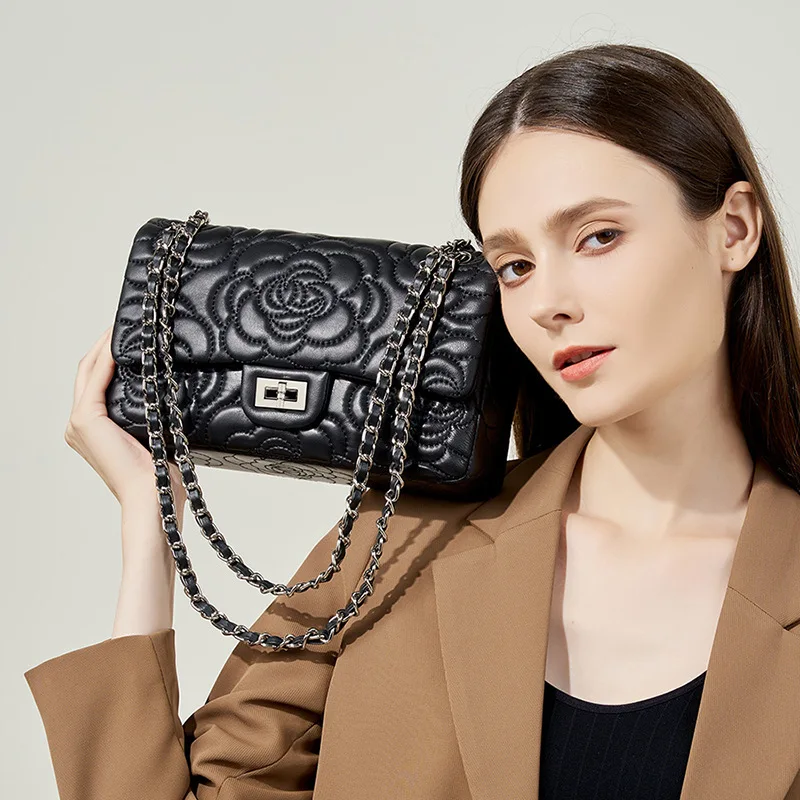 Top Grain Highland Lambskin Shoulder Bag Genuine Leather Quilted Crossbody Purse Luxury Designer Chain Strap High Quality Tote view 4