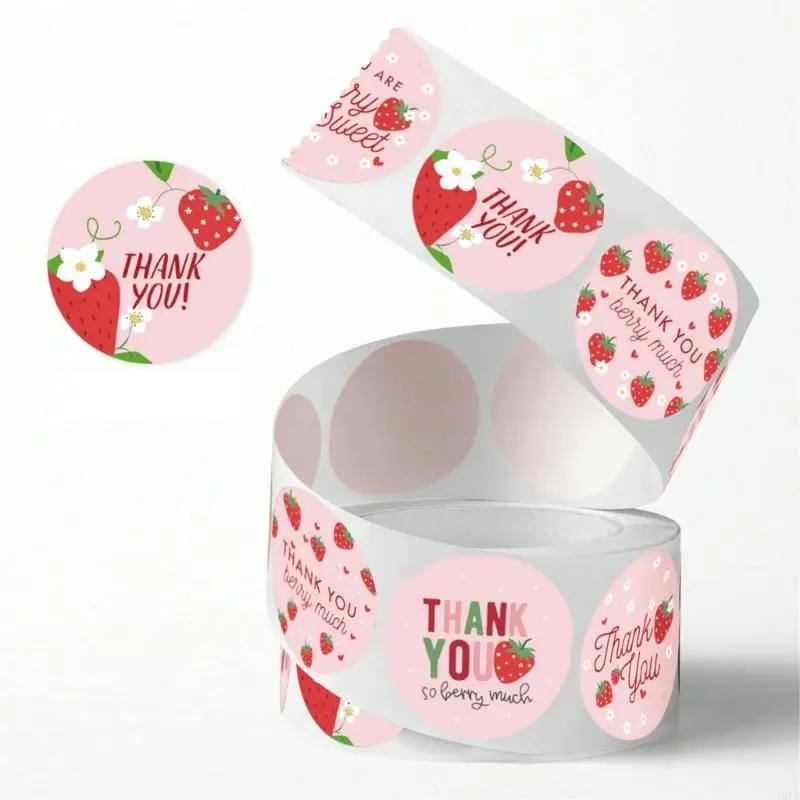 500Counts Strawberry Thanks Labels Sticker Adhesive Labels merci autocollant