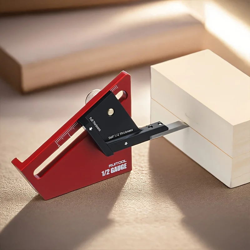 

1Pcs Self-centering Marking Gauge, 1/2 Thickness Center Line Scriber, Woodworking Auxiliary Tool for Dovetail & Tenon Making