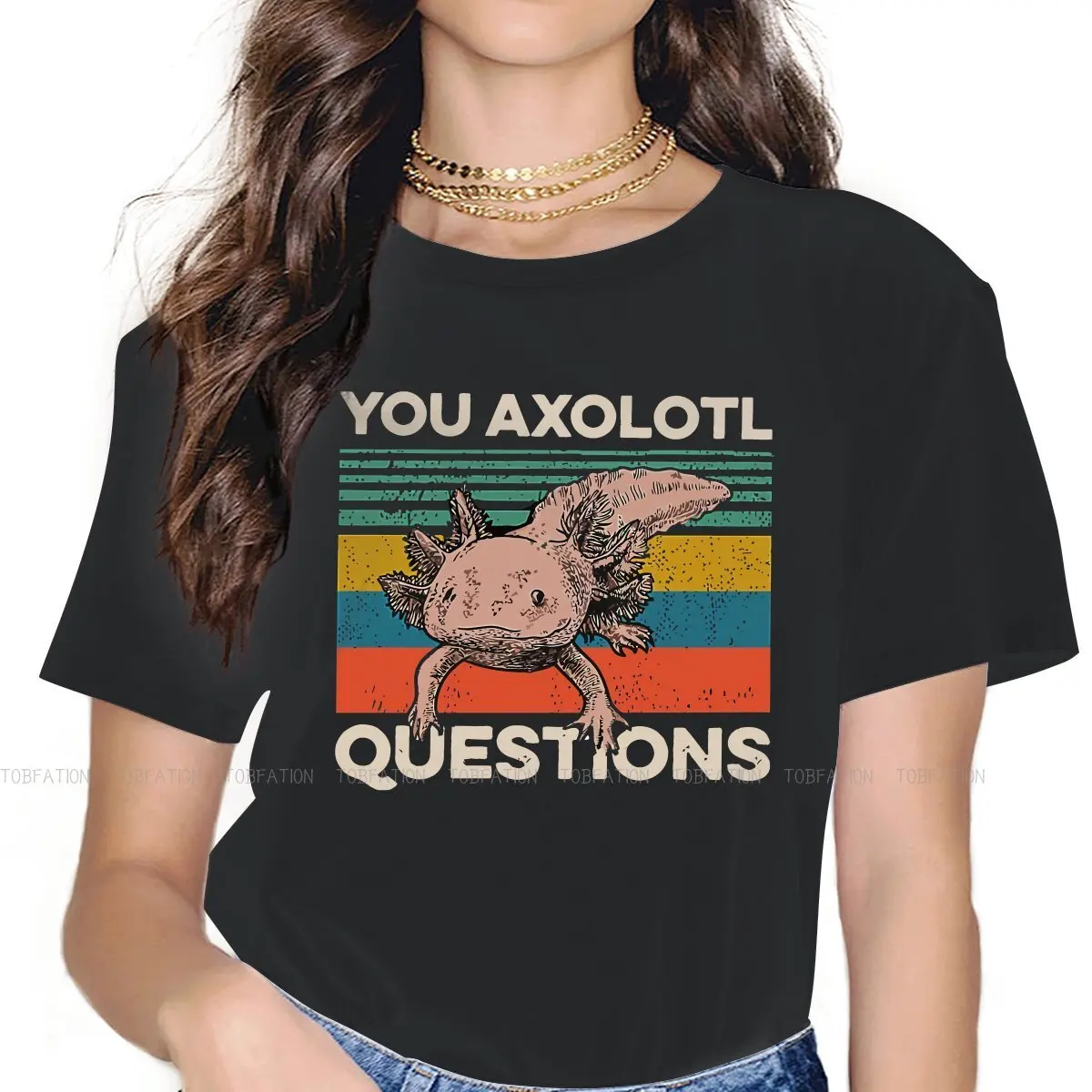 Axolotl Lover Women T Shirt Walking Fish Female Tops Harajuku Funny Tees Ladies 4XL Cotton Tshirt