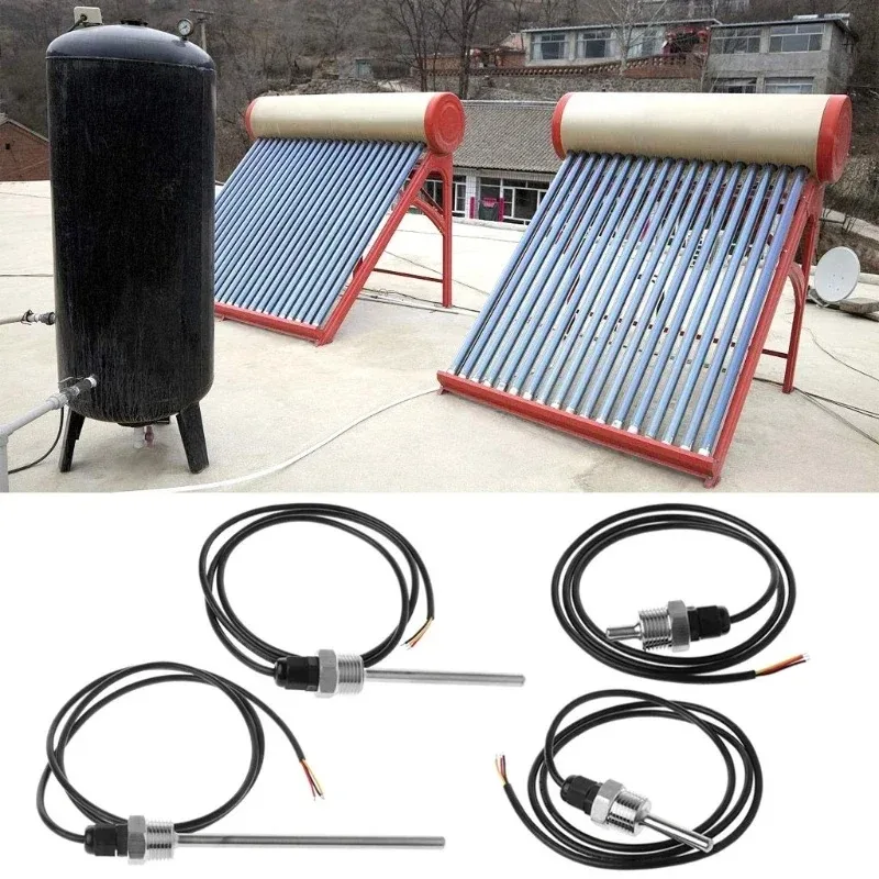 DS18B20 Digital Temperature Sensor G1/2" Thread Probe DIA=8mm PVC 3-core Wire SUS304 Stainless Steel Shell  L30-200mm