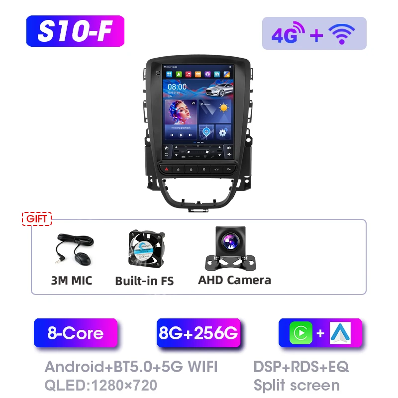 Srnubi 2 Din Android Autoradio Multimedia Video Player Voor Opel Astra J Vauxhall Buick Verano 2009-2015 4G Draadloze Carplay