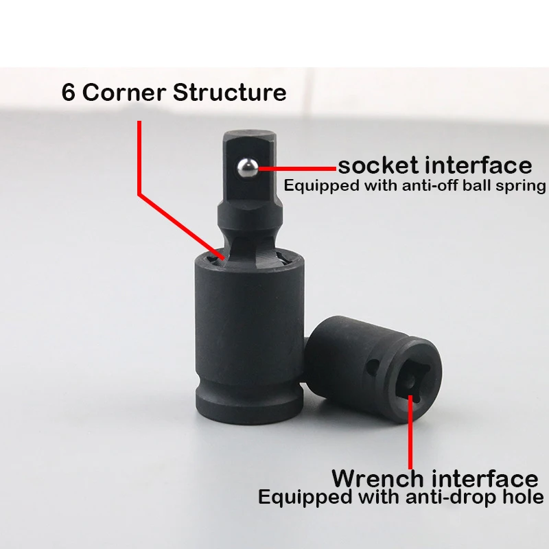 360-Grad-Schwenk-Knöchelgelenk-Luftschlag 1/2 3/8 1/4 Zoll Wobble einziehbarer Steckschlüssel-Adapter für pneumatisches Schraubenschlüssel-Werkzeug – Detail 2