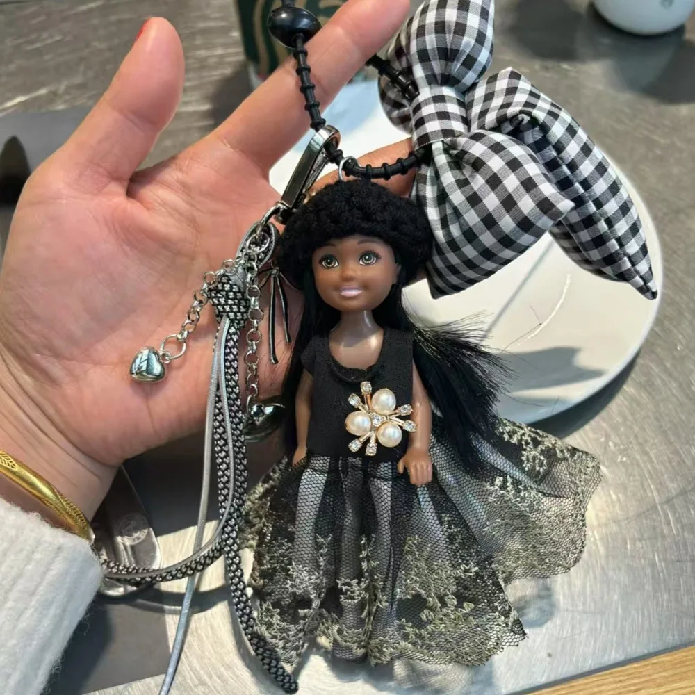 

Creative Princess Doll Pendant Keychain Backpack Hanging Ornament DIY Change Clothes Hairs Bag Charm Car Key Ring Bag Decor Gift