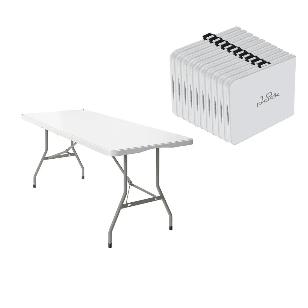 

Pack of 6 Foot Foldable Table with Built in Handle amp Steel Legs ,Heavy Duty Portable ,Perfect for Party, Dining, Wedding, Eve