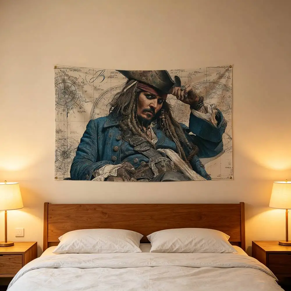 Actor J-Johnny D-Depp Cool Flag Digital Printing Banner for Garage Wall Out Door Decoration