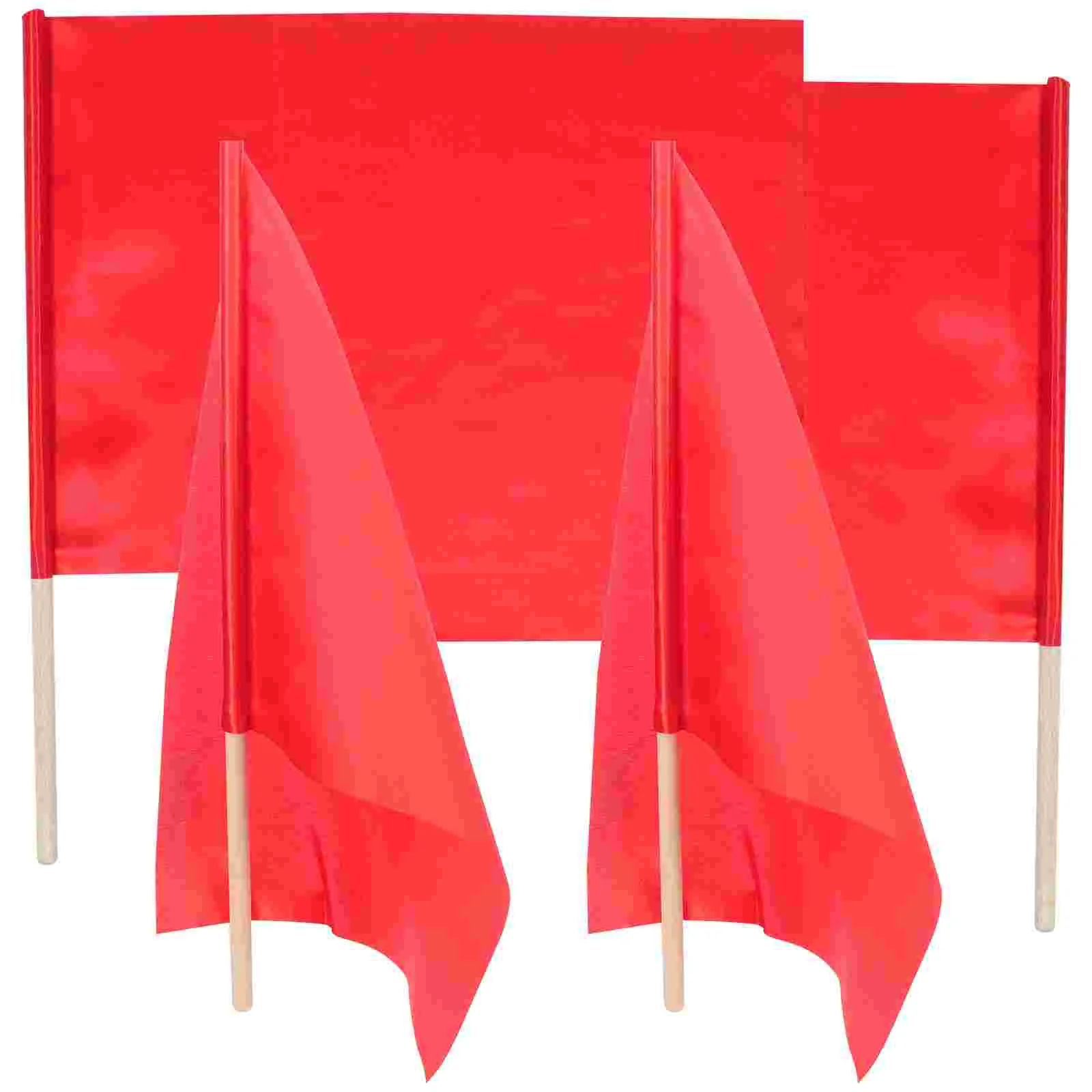 4 Pcs Penalty Kick Hand Flag Referee Child Emblems Flags Capture The Wood Rugby Linesman Racing Conducting