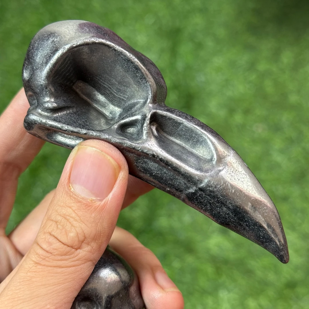 1 قطعة Shungite منحوتة يدويا الغراب الجمجمة النحت ، منحوتة Shungite الغراب الجمجمة ، الحجر الطبيعي منحوتة الهدايا #4