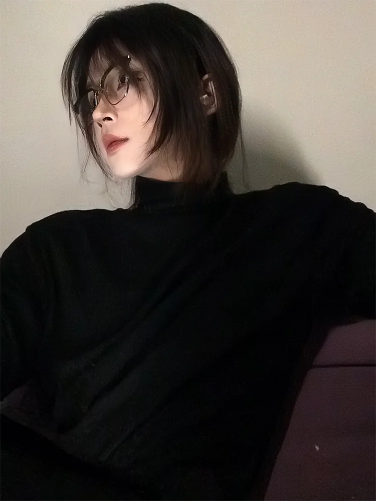 

Мужской зимний свитер с высоким воротником на флисовой подкладке, теплый, комфортный, свободного кроя, с длинными рукавами, вязаный, цветной