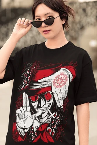 Imagen 2 del producto Camiseta de Anime de vampiro definitiva para amantes Hellsing Alucard Face Hell Sing, camiseta de regalo
