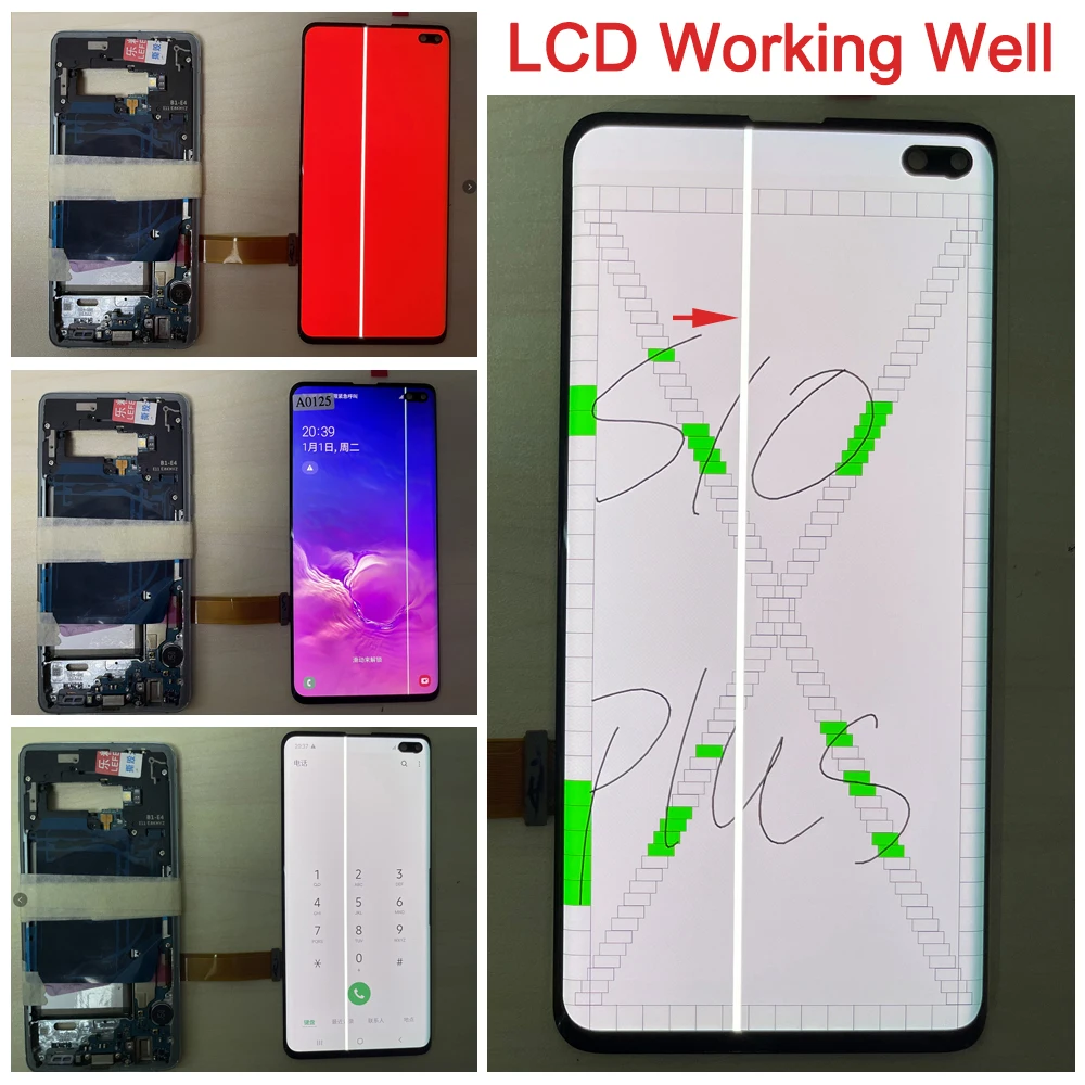 Line spot defect for Samsung Galaxy S10 Plus LCD Display For Touch Screen For Samsung S10 Plus SM-G975F, SM-G975U Display Point