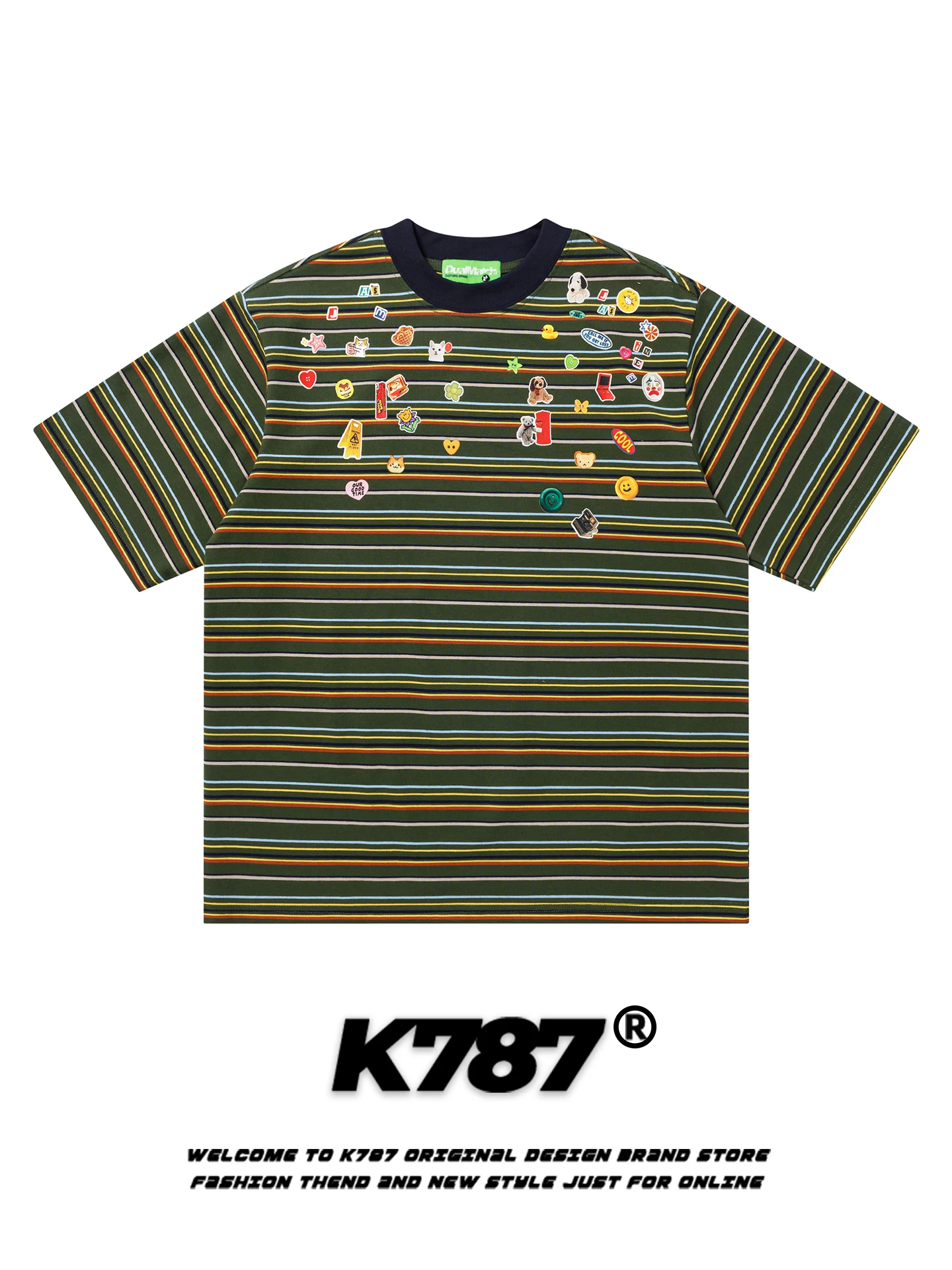 

K787 American Retro Cartoon Stier Print Loose Casual Couple Hoodie T-irt ort Sve Women's Sle Summer Cotton Polyest...