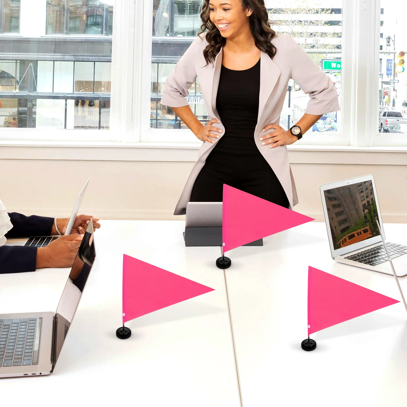 

6pcs Flag Pole with Plastic Base for Desk Office Sturdy Holder Stand Small Flag Display Bracket Stable Table Flagpole