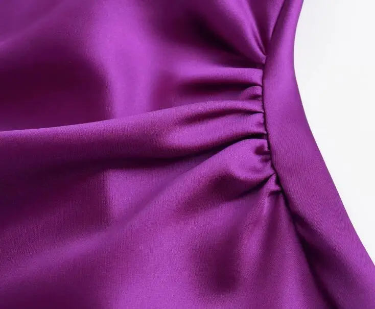 فستان نسائي صيفي أنيق بياقة دائرية بدون أكمام من الساتان فستان طويل أنيق بلون سادة للحفلات والعطلات فستان نحيف على شكل حرف A