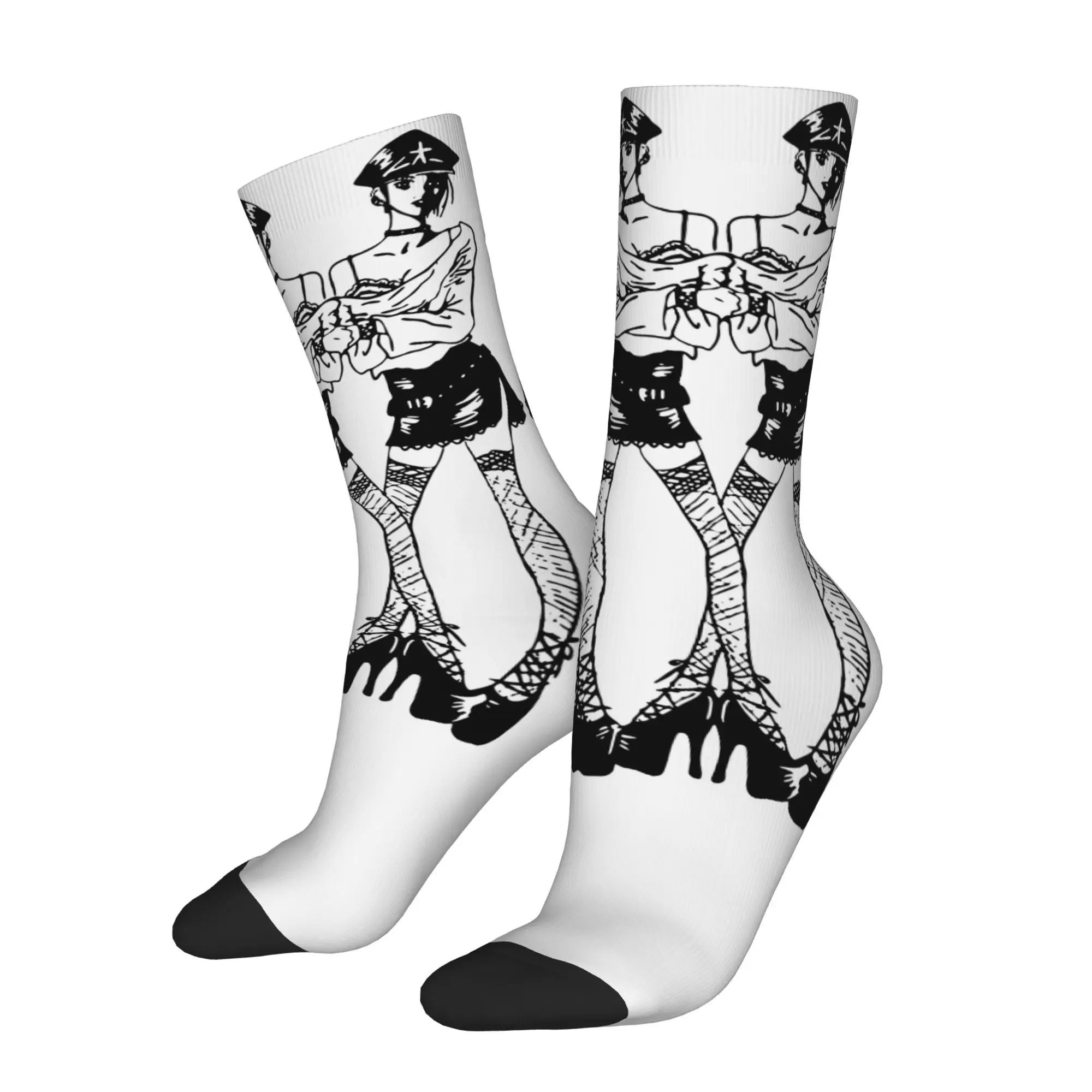 Funny Nana Osaki Rock Anime Basketball Socks Punk Manga Polyester Long Socks for Women Men Non-slip