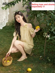 MISHOW Off Shoulder Sling Top Wide Leg Comfortable Casual Shorts Separately 2024 Summer Temperament Sweet Matching MXD24X1523