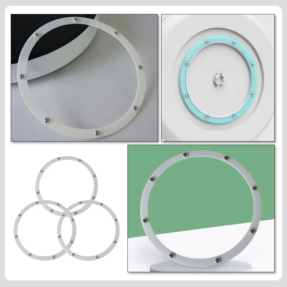 

3pcs Turntable Ring Displaying Tray Holder Plastic Rotating Ring For Daily Use Spice Tray Roller Desktop Accessory