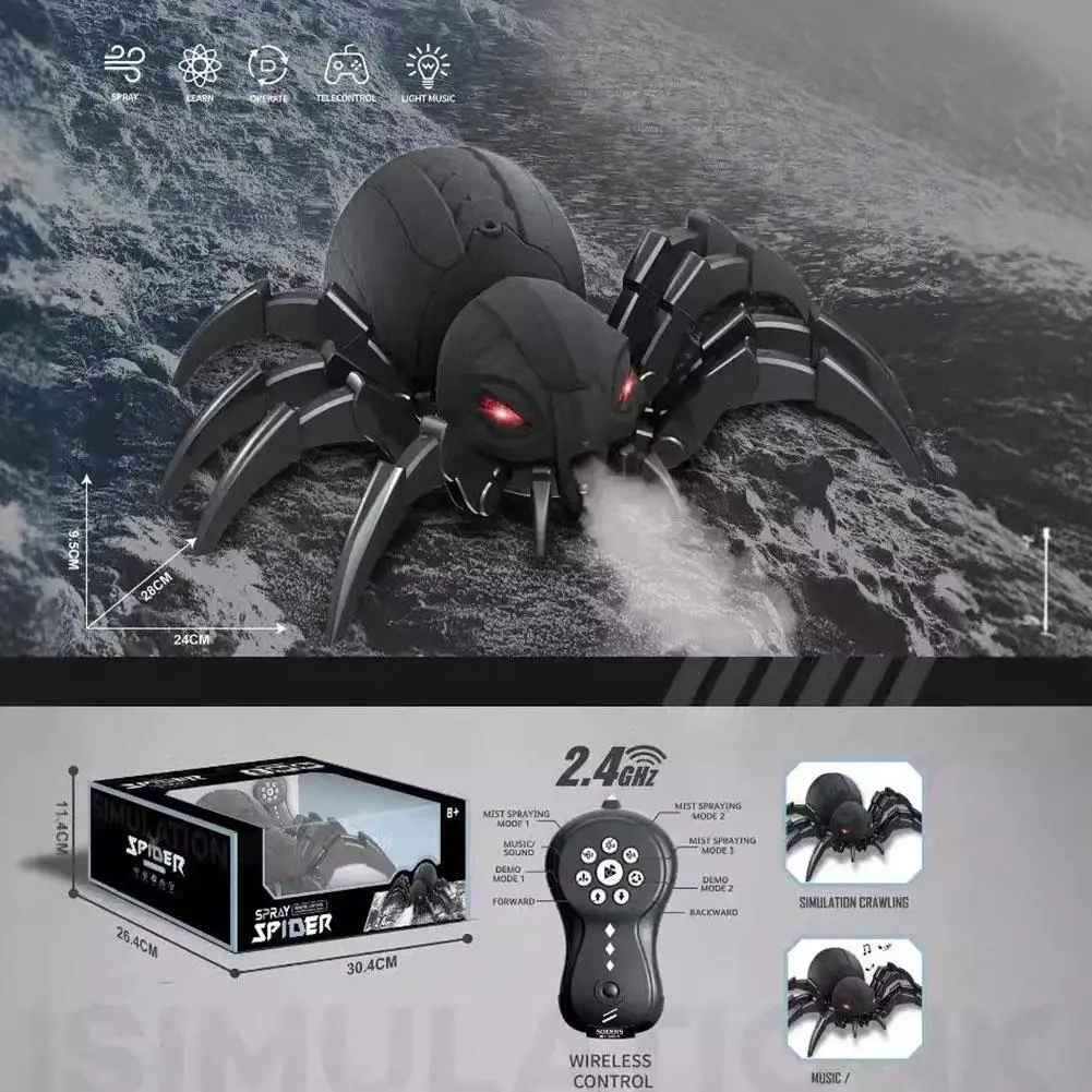 Zdalnie sterowana ważka, pająk i pszczoła, zabawka RC, robot pająk, zabawki-pająki sterowane pilotem z funkcją rozpylania/wyświetlania świateł/muzyki, prezenty, zabawka.